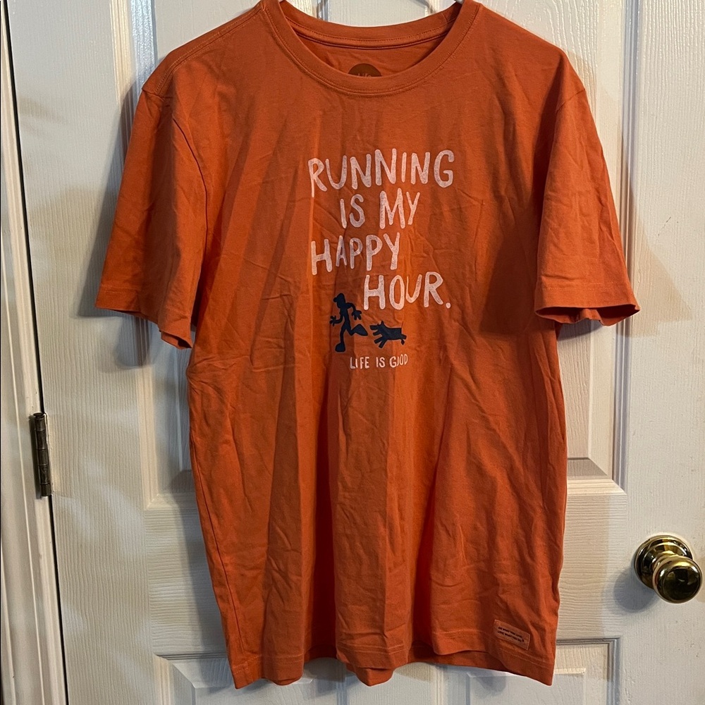 Life Is Good Orange Running Tee